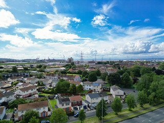 Obraz premium An Aerial View of Buildings at Central Bristol City of Southwest of England, United Kingdom. May 27th, 2024. The High Angle Footage Was Captured with Drone's Camera from High Altitude.