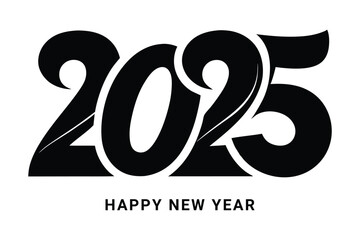 Classic 2025 Happy New Year Bold Typography Elegant Holiday Greeting Design