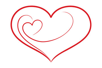 Elegant Line Drawing of a Red Heart on a White Background