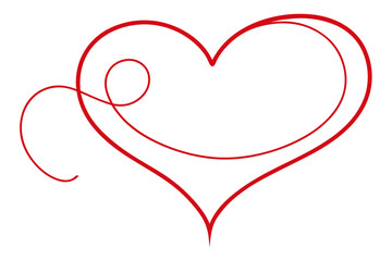 Elegant Line Drawing of a Red Heart on a White Background
