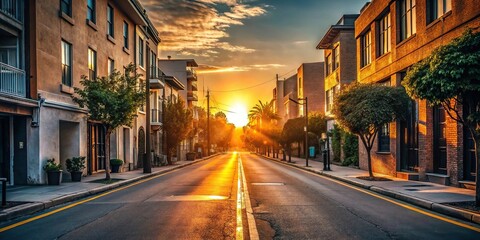 Obraz premium Minimalist sunset street scene
