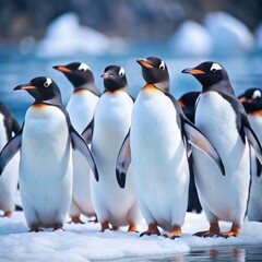 Fototapeta premium penguins on snow