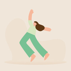 Flat illustration. Abstract human concept. A person who feels joy from new achievements. Suitable for social networks, screensavers and as a template...