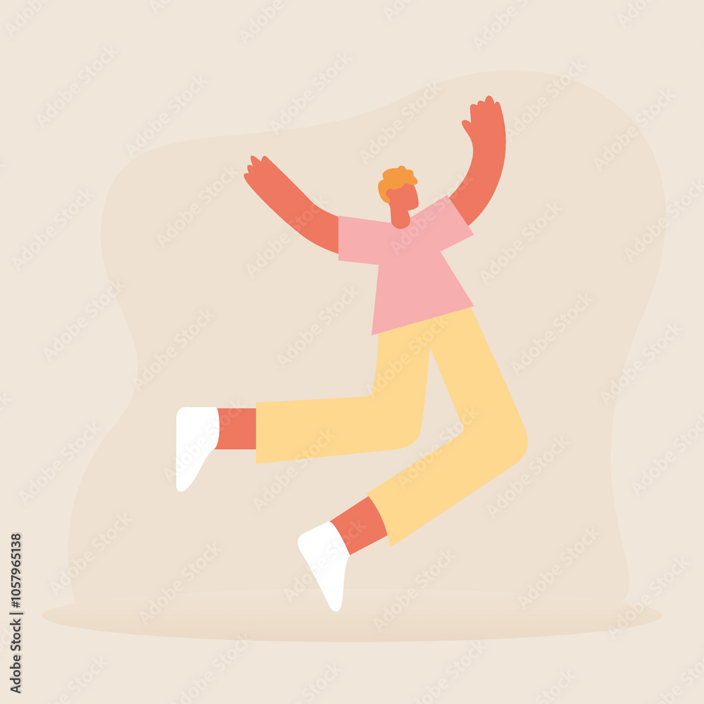 Wall mural flat illustration. abstract human concept. a person who feels joy from new achievements. suitable fo