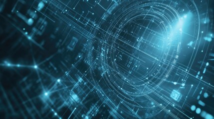 Obraz premium PCB, blue tone, complex patterns of lines and dots. High-tech, detailed, digital technological background. The concept of advanced technology and innovation. AI.