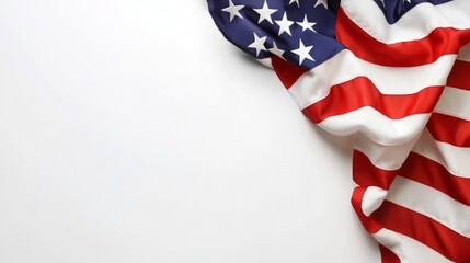 American Flag Draped on White Background