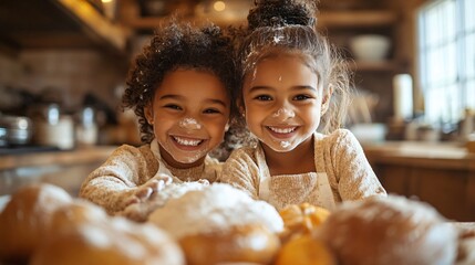 Portrait of a girl making bread