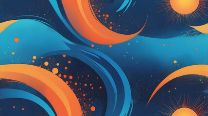Obraz premium neon Orange, Blue glowing gradient background, a soft grainy noise texture with shimmering highlights and Smooth Transitions for a dynamic effect.