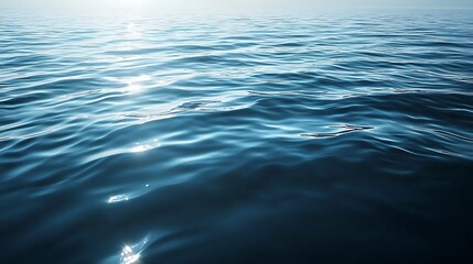 Naklejka premium a?? Serene water surface reflecting sunlight, promoting relaxation.