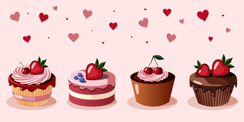 Romantic Desserts for Valentine’s Day Illustration