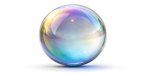 Macro crystal ball isolated on white background clear soap bubble