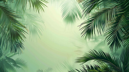 This is a beautiful nature-inspired background image of a lush green palm tree canopy.