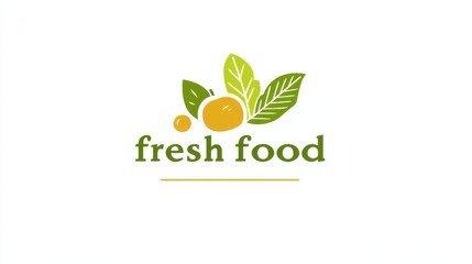  logo design for "Fresh Food" featuring simple shapes and a clean vector style. The logo utilizes a light green and yellow color palette on a white background 