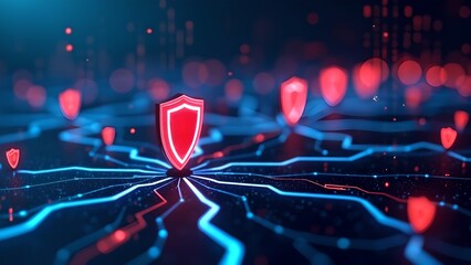 Digital security breach red alert sign.