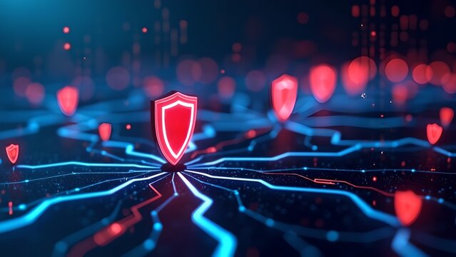 Digital security breach red alert sign.