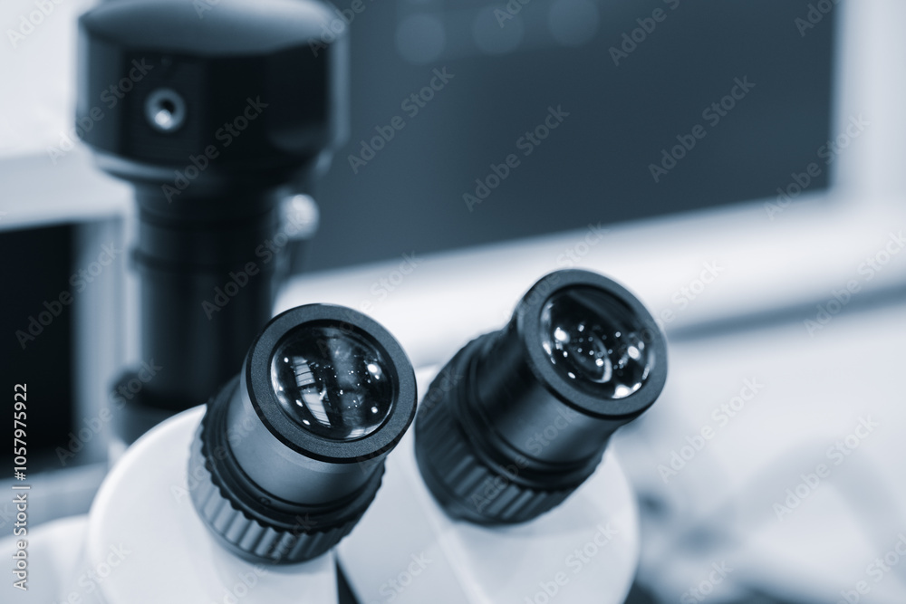 Poster optical microscope slides close-up