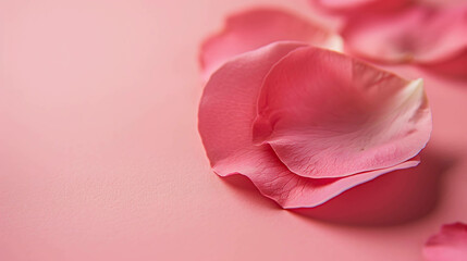 Light pink rose petals on a pink background. The petals are soft and delicate, and the background is a deep, rich pink.