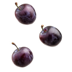 Fototapeta premium Fresh plums arranged on a white background