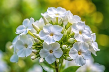 Obraz premium macro shot of white phlox flowers blooming in summer