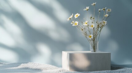 Elegant Flower Arrangement in Modern Vase on Soft Surface