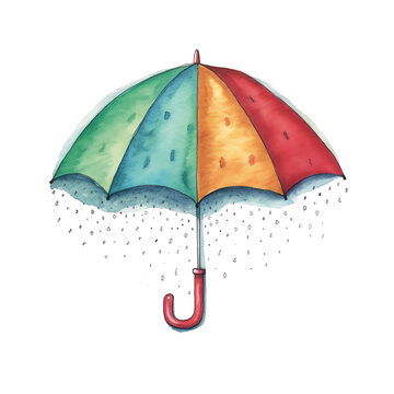recommend clip art: Umbrella clipart, colorful watercolor illustration on transparent background. Watercolor autumn. Bright rain umbrella