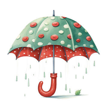 recommend clip art: Umbrella clipart, colorful watercolor illustration on transparent background. Watercolor autumn. Bright rain umbrella