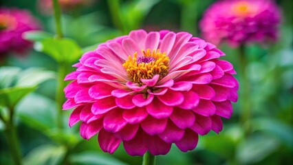 Obraz premium Medium shot of a pink zinnia attracting insects in a garden