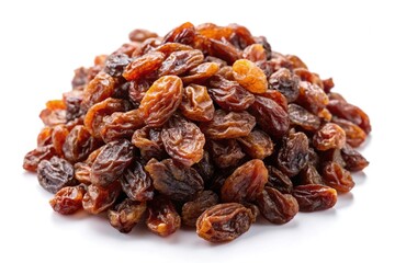Obraz premium Medium shot of raisins isolated on white background with clipping path