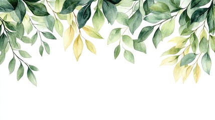  Watercolor Illustration Set of Green and Gold Leaf Branches for Wedding Stationery, Greeting Cards, Wallpapers, and Fashion Designs