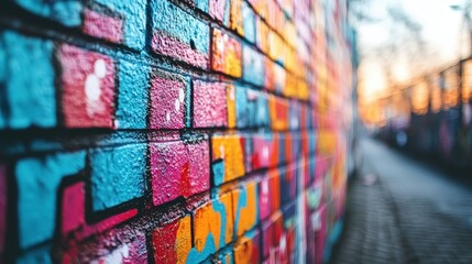 Colorful Urban Street Art on a Graffiti Wall