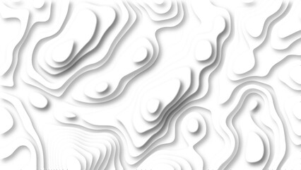 Abstract 3D background creative pattern in illustration with white color design in papercut.Topographic canyon geometric map relief texture with curved layers and shadow. Abstract realistic papercut	