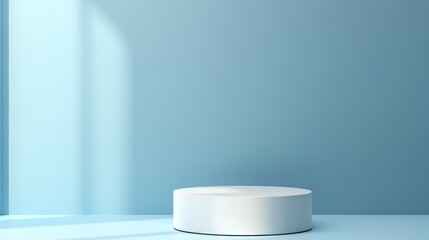Minimalist Display Pedestal on Light Blue Background