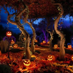 halloween pumpkin in the woods