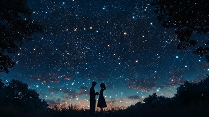 Obraz premium A couple enjoying a dance under a star
