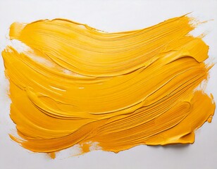 Top view of vivid yellow watercolor brushstrokes on a crisp white background, with flowing strokes, creating bright, abstract patterns, capturing a feeling of warmth, energy, and vibrant creativity in