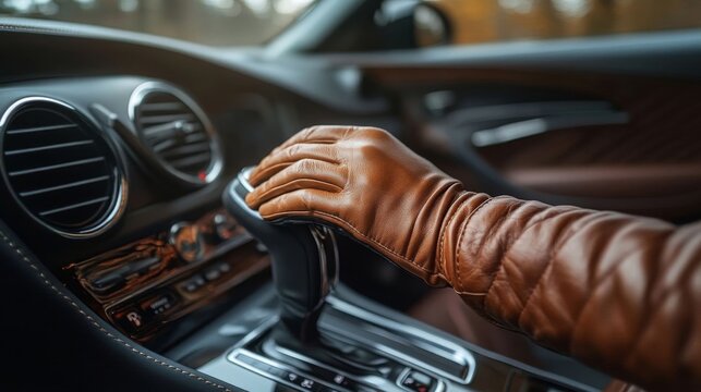 Woman's hand shifting gears.