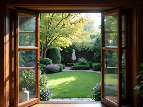 Fototapeta view from the window of a house