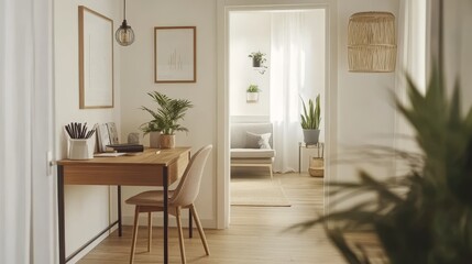 Modern Minimalist Interior with Lush Greenery and Natural Light