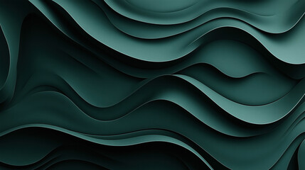 Obraz premium Abstract dark green layered wave-like pattern with smooth curves creating a three-dimensional effect