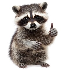 Fototapeta premium A raccoon giving a thumbs