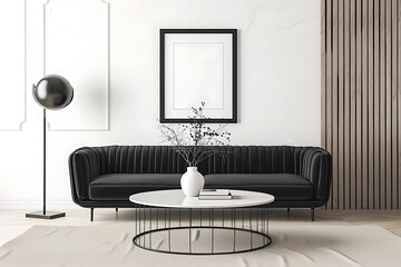 Fototapeta premium Modern Interior of Stylish Living Room ,Wall Mock Up, Frame , Poster with Beautiful Background, 3d render