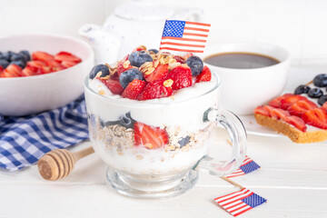 USA patriotic layered granola dessert