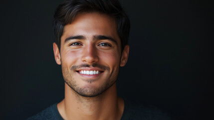 Fototapeta premium man with short dark hair and a wide smile is in the image