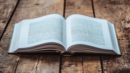 Obraz premium An open book on a wooden surface, showcasing blank pages for writing or notes.