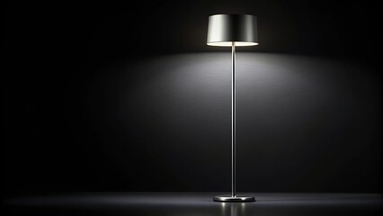 Modern black floor lamp isolated over white and black background