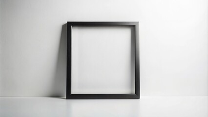 Modern black minimalist frame on white background with copy space leading lines