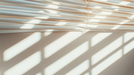 Naklejka premium Sunlight filtering through blinds, minimalistic close up shot