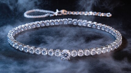 Fototapeta premium Elegant Diamond Necklace on Dark Background