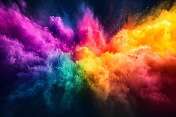 Fototapeta premium Vibrant explosion of colors in a cosmic cloud during twilight
