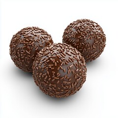 Three Chocolate Rum Balls with Sprinkles in Detail
